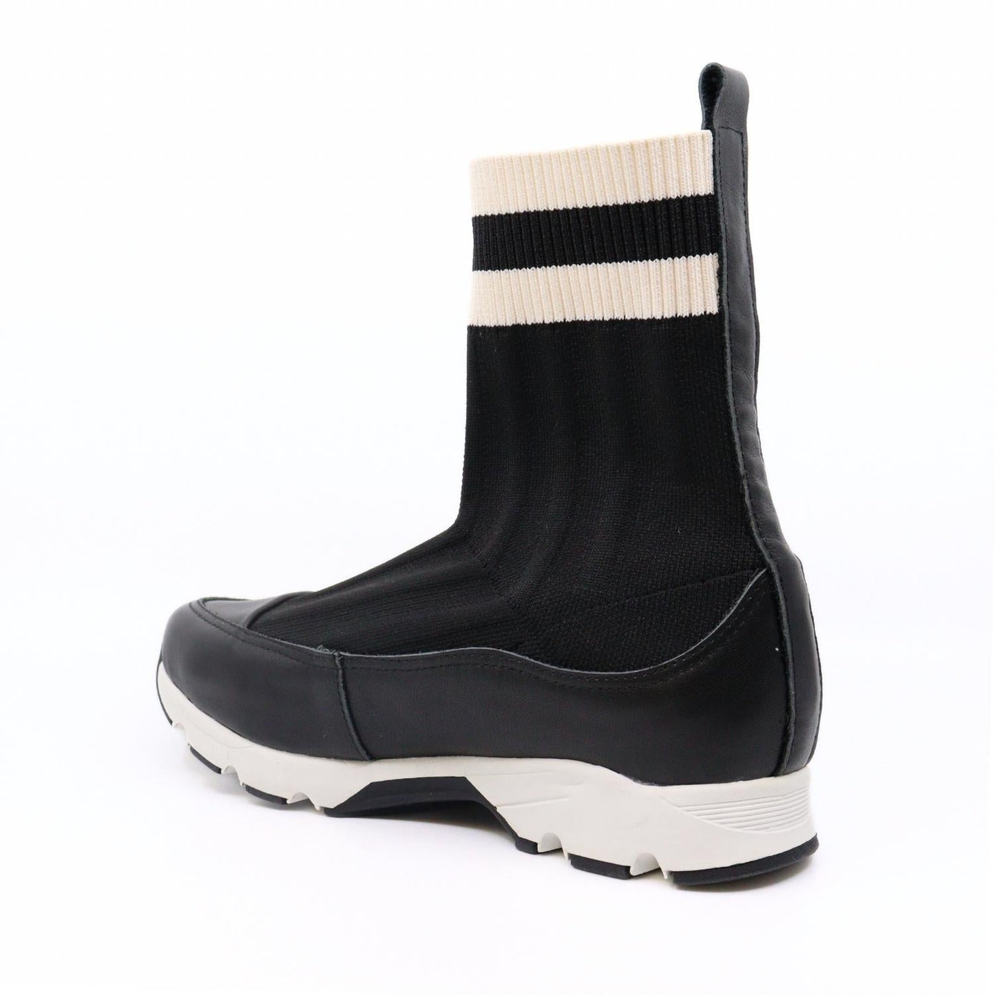 All Black - Women's Stripey Sock Bootie