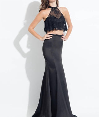 Rachel Allan - Lace Stretch Satin Two-piece Gown