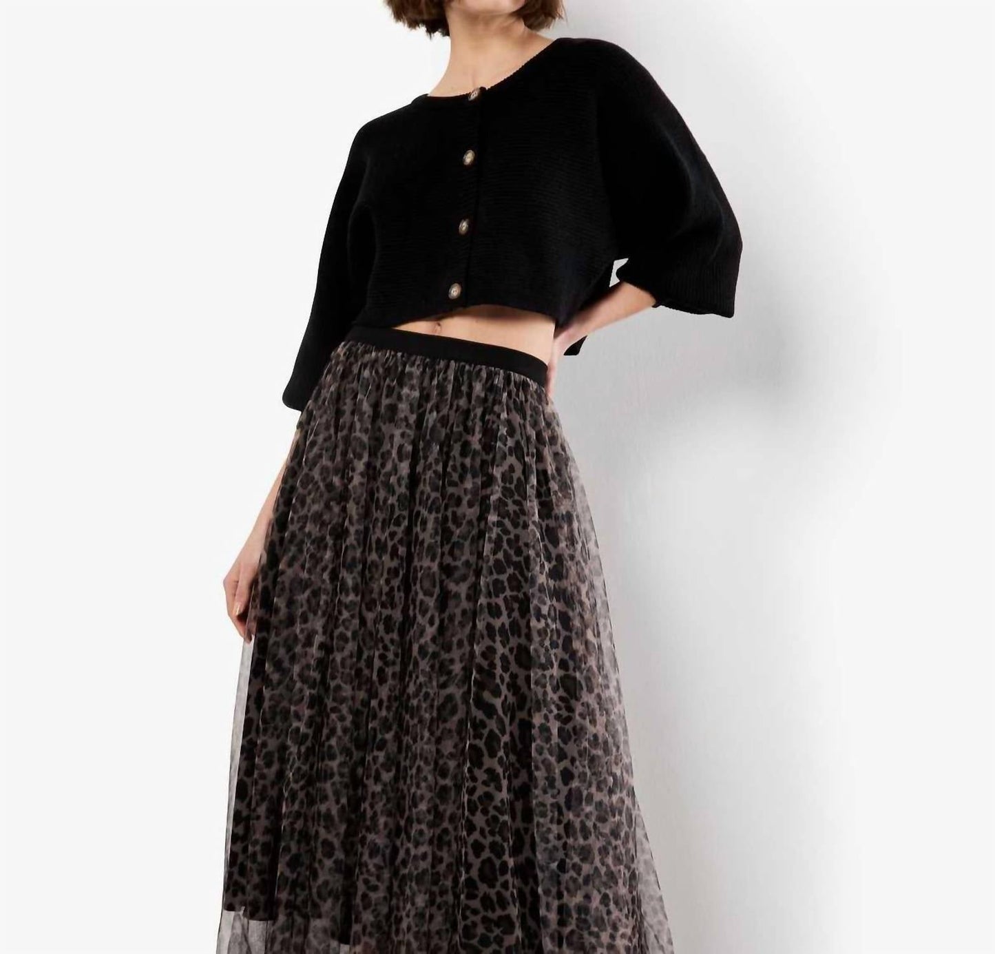 Apricot - Leopard Tulle Skirt
