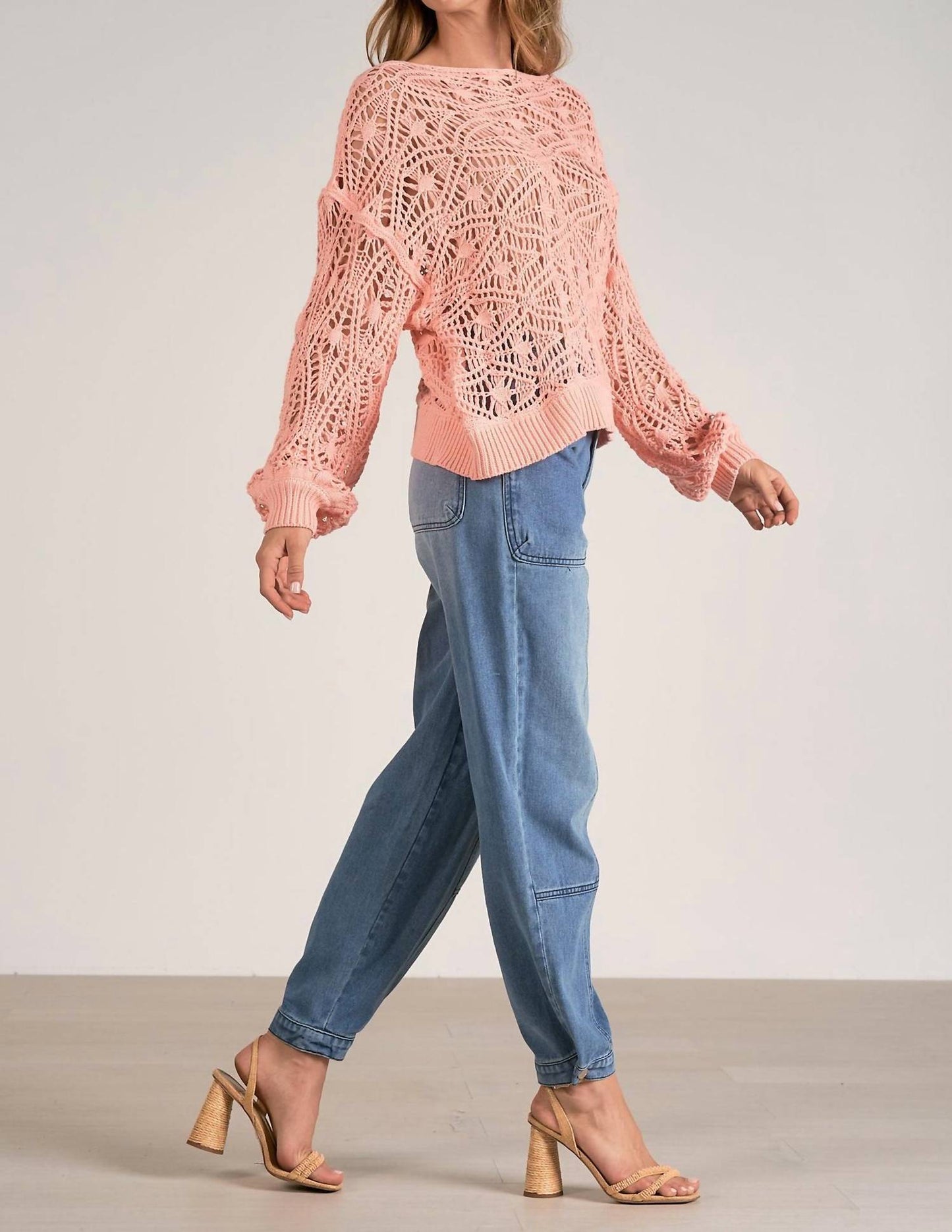 Elan - Crochet Boat Neck Sweater