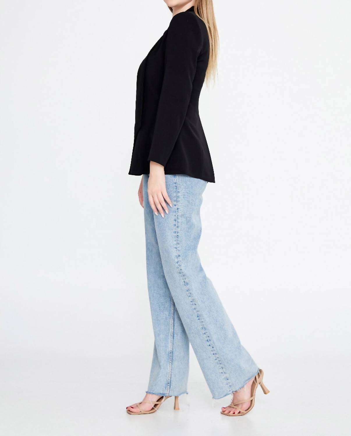 Zaalima Fashion - Long Sleeve Crepe Solid Color Regular Jacket