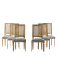 French Country Dining Chair With Rectangular Cane Backrest And Smooth Upholstered Seating