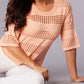 Angel Apparel - Crochet 3/4 Sleeve Top
