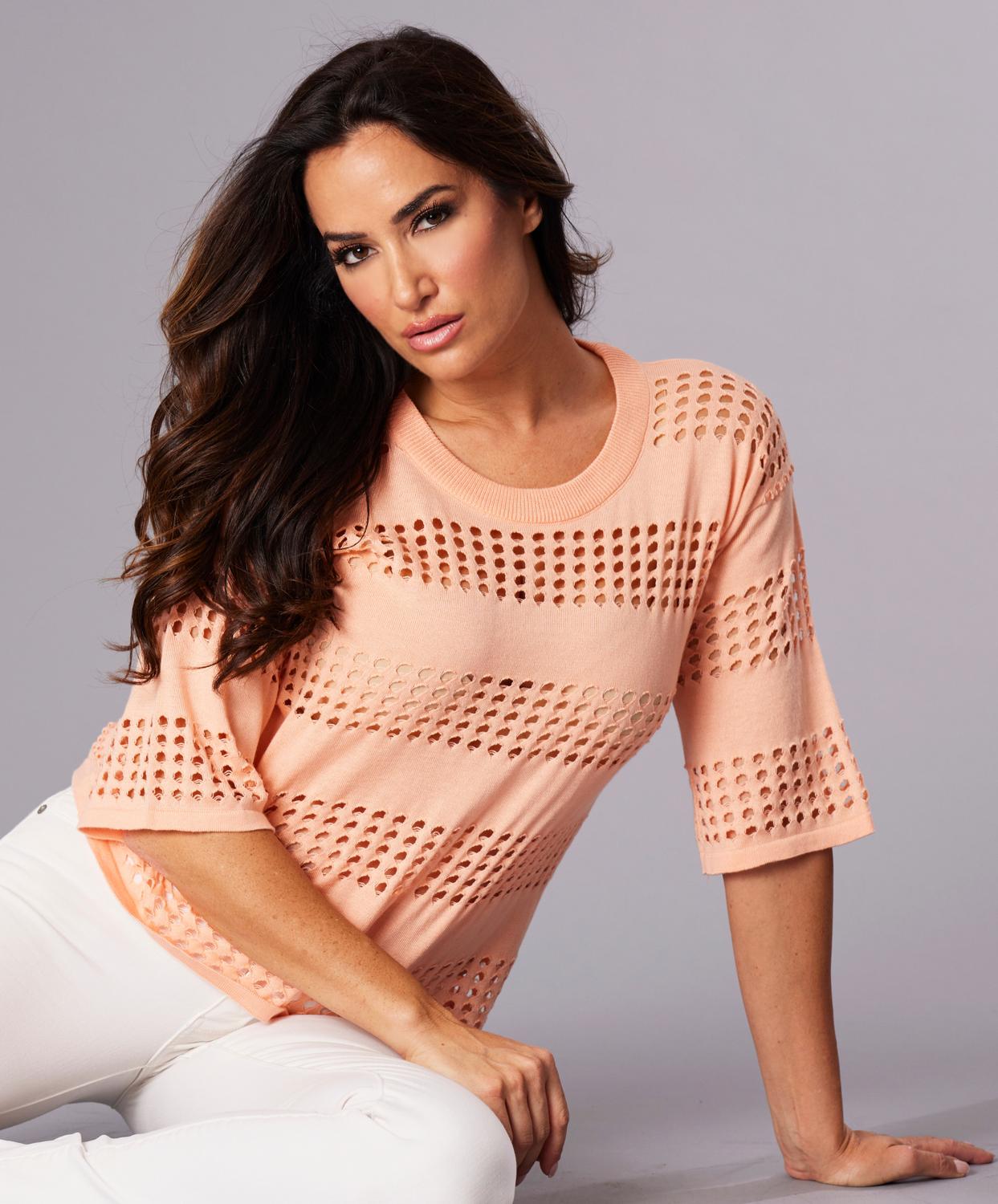 Angel Apparel - Crochet 3/4 Sleeve Top