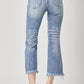 Risen - High Waist Distressed Cropped Bootcut Jeans