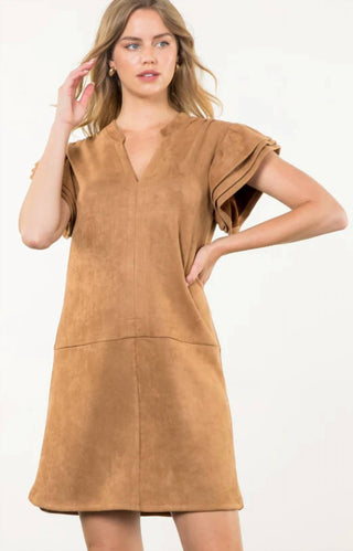 Thml - Flutter Sleeve Suede Midi Dress
