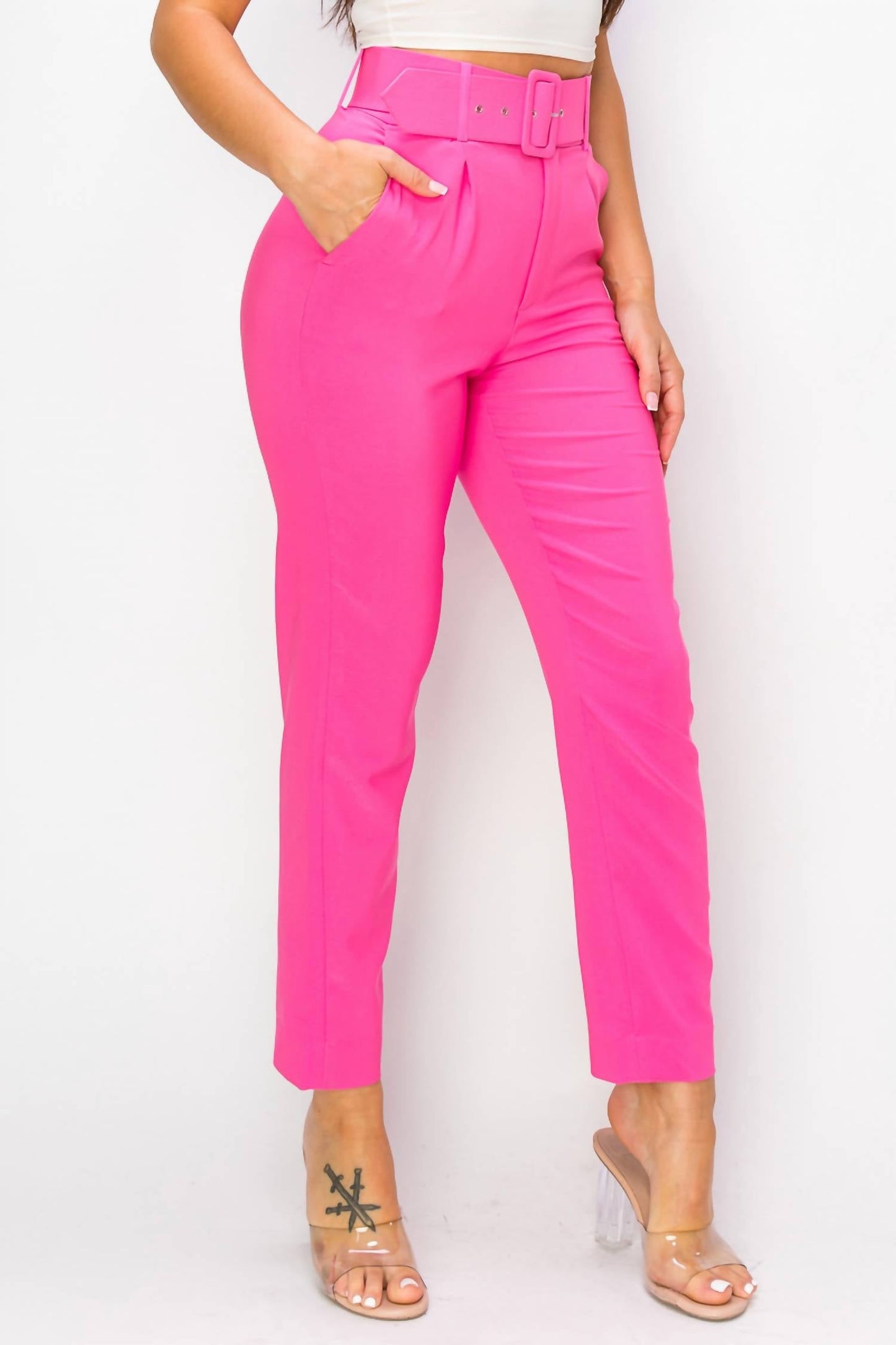 A.C.G. Los Angeles - Ankle Slim Fit Cigarette Pants With Belt