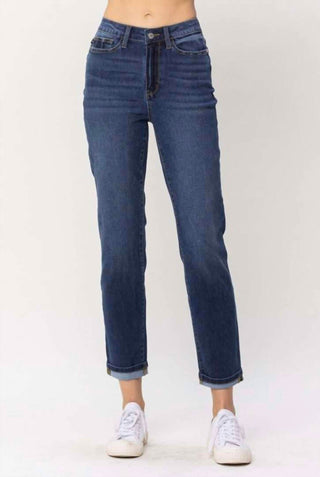 Judy Blue - High Waist Sustainable Cool Denim Cuffed Boyfriend Jeans