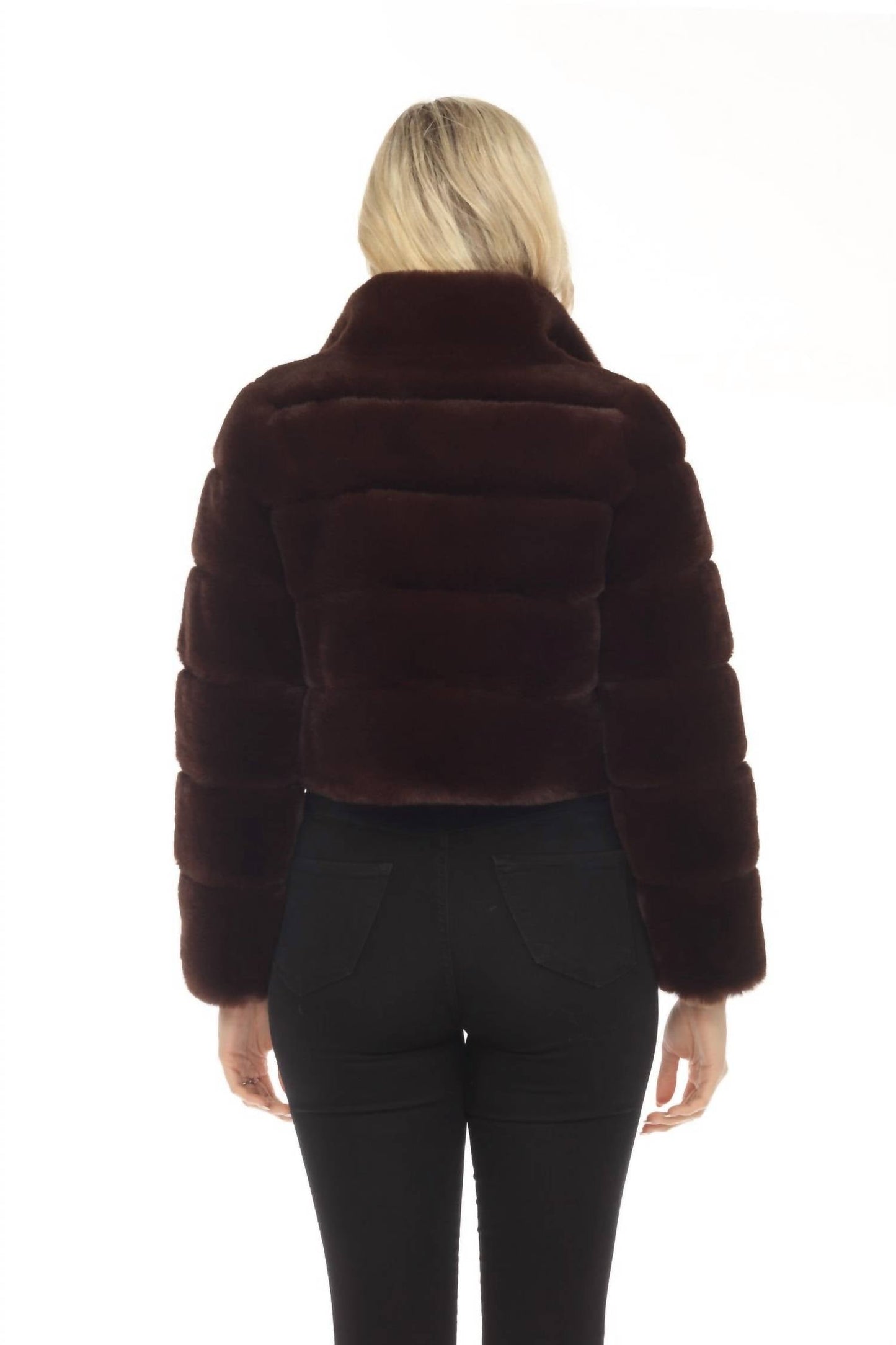 Belle Fare - Devon Short Faux Rex Fur Bomber Jacket Coat