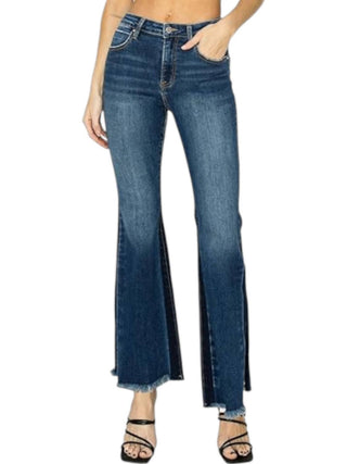 Risen - Side Shadow Seam Detail Slit Flare Jeans