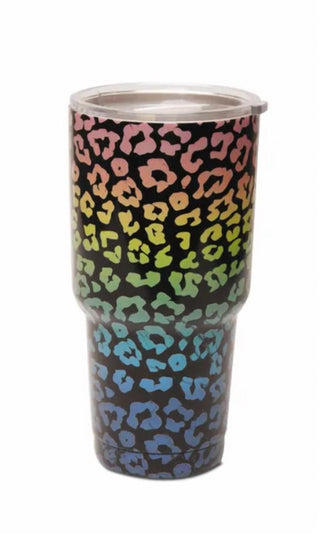 Beauty Stash - Rainbow Leopard Tumbler