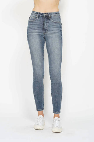 Judy Blue - Full Size Tummy Control Contrast Wash Skinny Jeans
