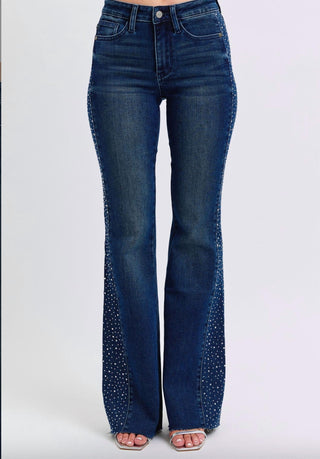 Judy Blue - Women's Rhinestone Side Panel Flare Jeans