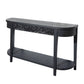 59.2in Black Carved Wooden Console Table with Lower Storage Shelf and Drawers