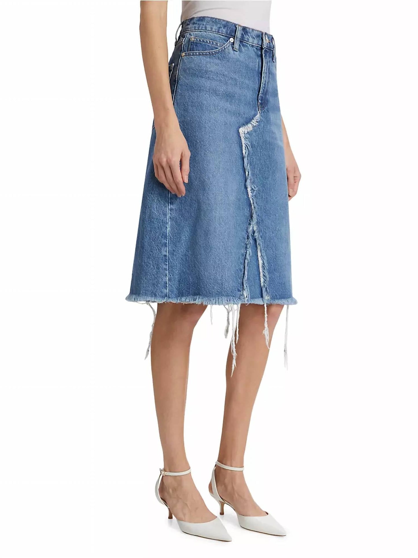 Frame - Deconstructed Denim Midi Skirt