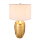 D15x25.7' Round Aluminum Sheet Gold Table Lamp with White Fabric Shade