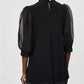Joseph Ribkoff - High Neck Organza Puff Sleeve Tunic