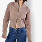 Apricot - Textured Rib Edge Zip Jacket