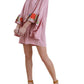 Umgee - Floral Embroidered Bell Sleeve Mini Dress