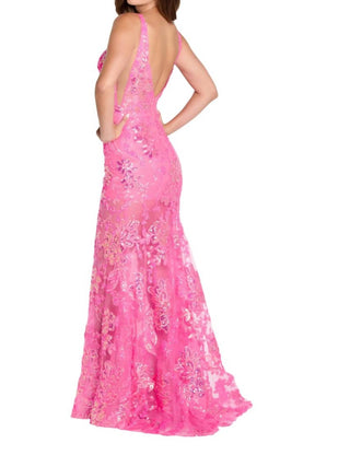 Ellie Wilde - Floral Sequin Fit And Flare Prom Dress