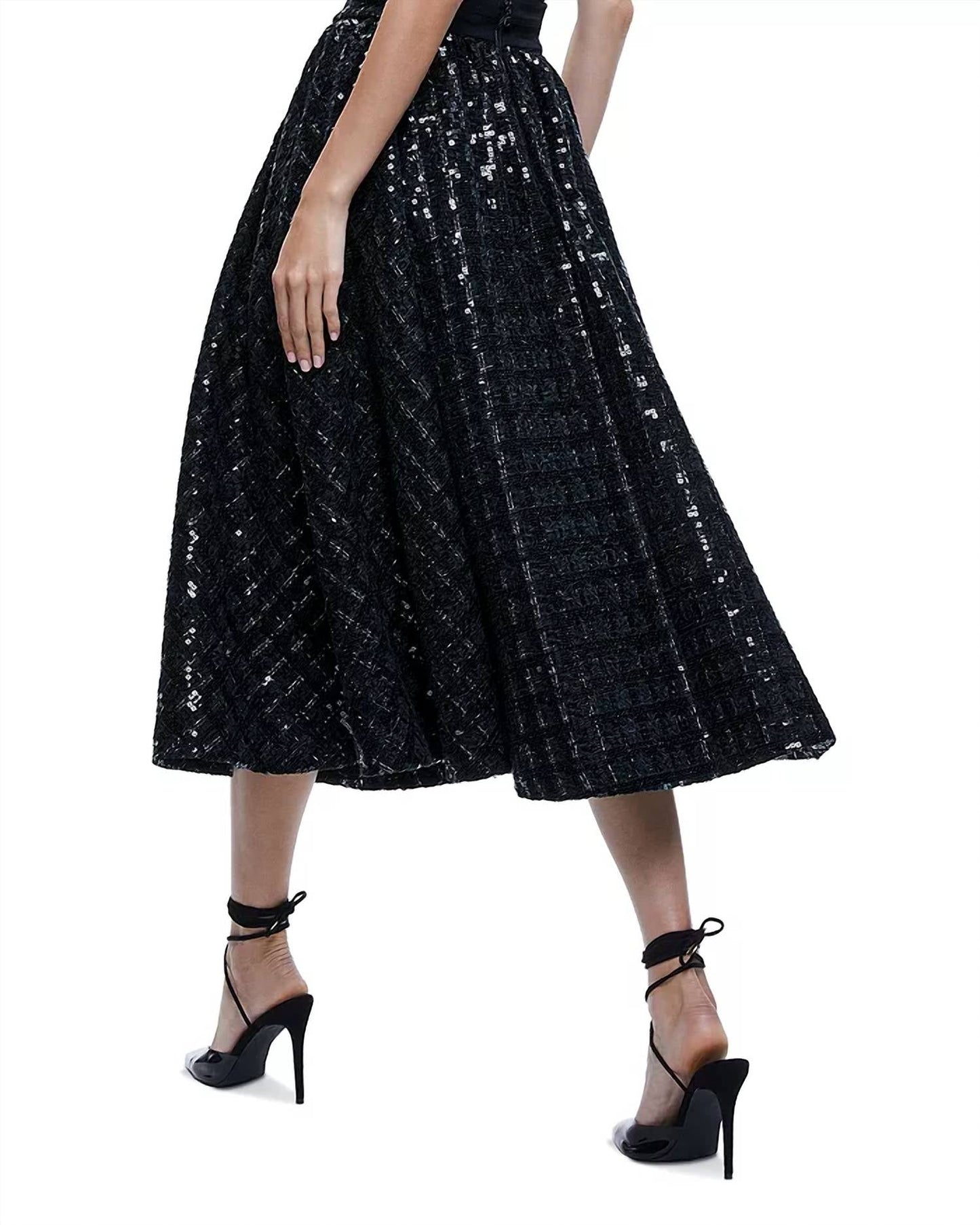 Alice + Olivia - Nilda Sequined Tweed Midi Skirt