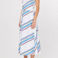 Current Air - Striped Heart Neck Wrap Midi Dress