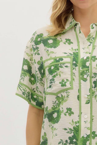 Entro - Tropical Floral Accented Binding Top