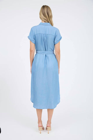 Blu Pepper - Belted Button Down Midi Shirt Dress