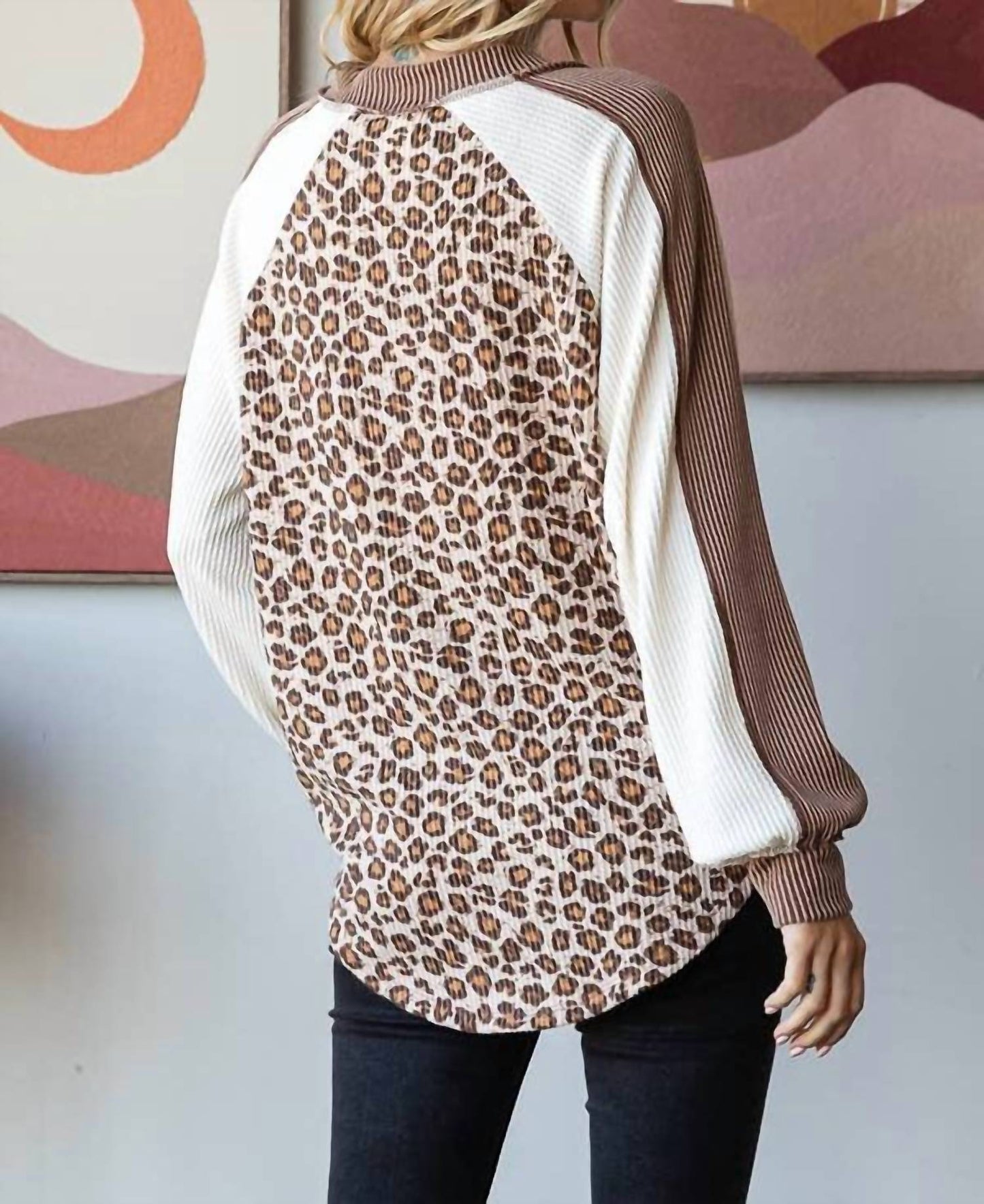 7Th Ray - Animal Print Vneck Pullover Top