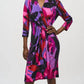 Joseph Ribkoff - Abstract Print Faux Wrap Sheath Dress
