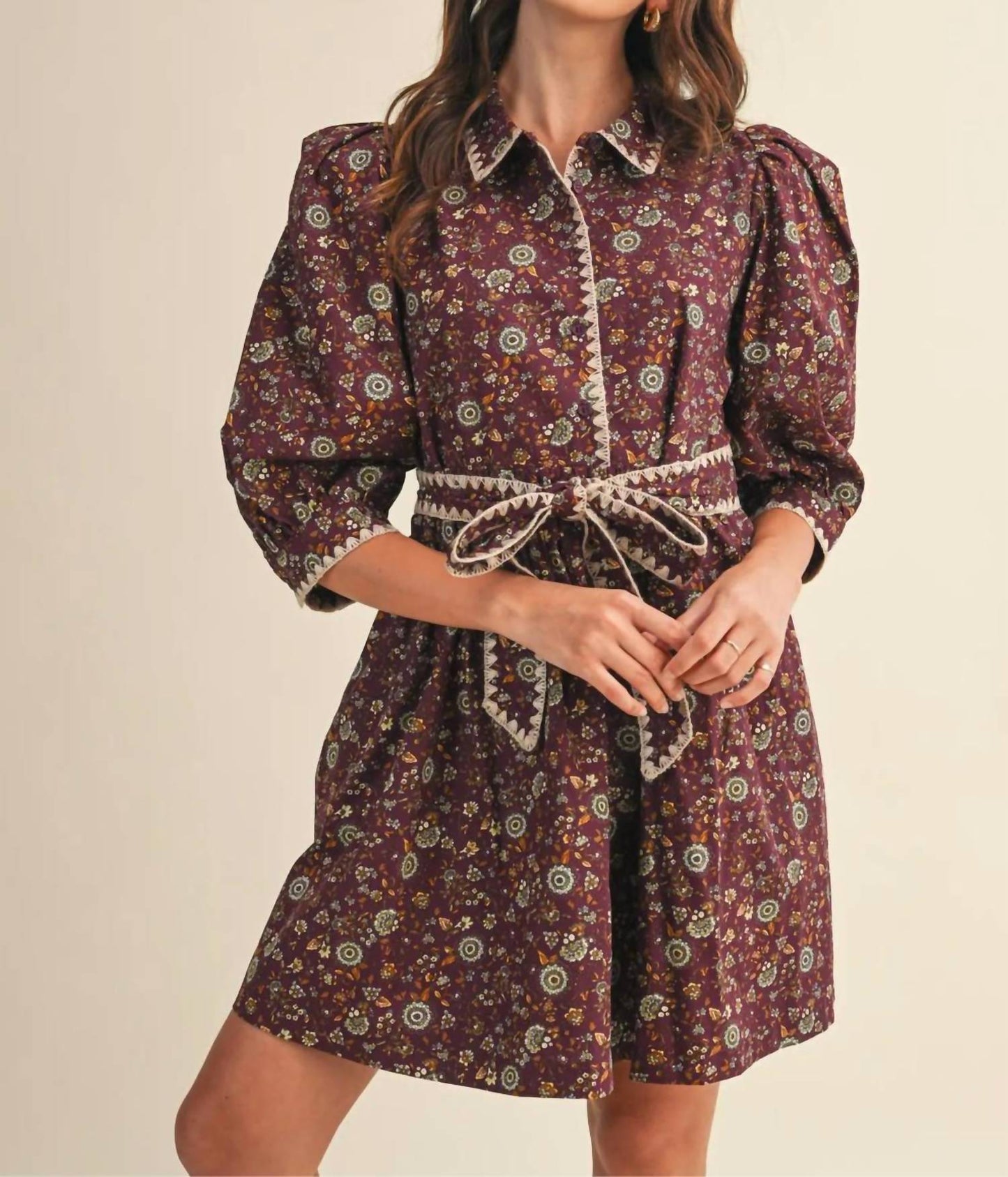 &Merci - Blanket Stitch Floral Mini Dress