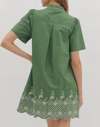 Entro - Contrast Embroidered Floral Dress