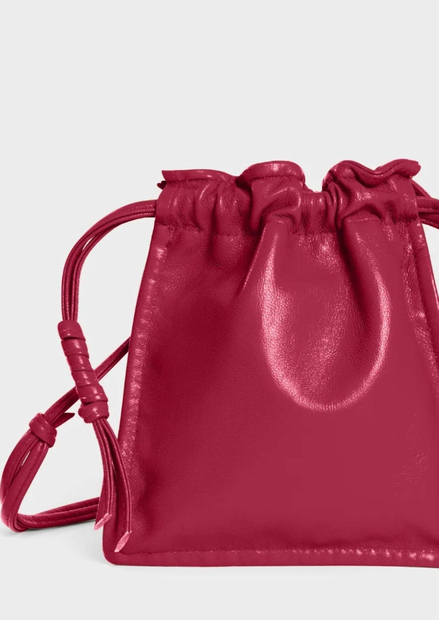 Lemiz - Women's Mini Bowie Drawstring Crossbody Leather Bag