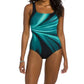 Active Spirit - Chlorine Resistant Square Neck One Piece Swimsuit With Pockets