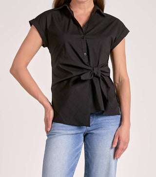 Elan - Button Down Tie Waist Shirt