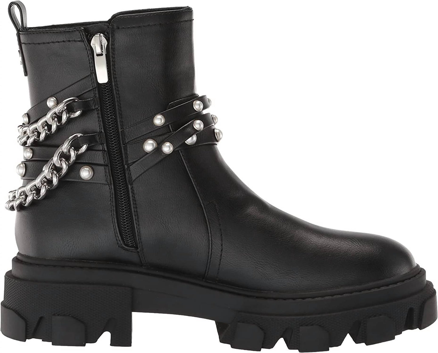 Nine West - Women's Cearlz3 Chain Detailed Leather Ankle Boots