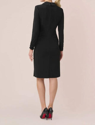 Adrianna Papell - Jersey And Satin Short Sheath Tuxedo Dress