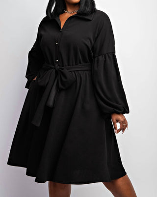 The Curve La - Plus Size Button Front Fit And Flare Dress With Pockets