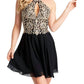 Jovani - Chiffon Embroidered High Neck Dress