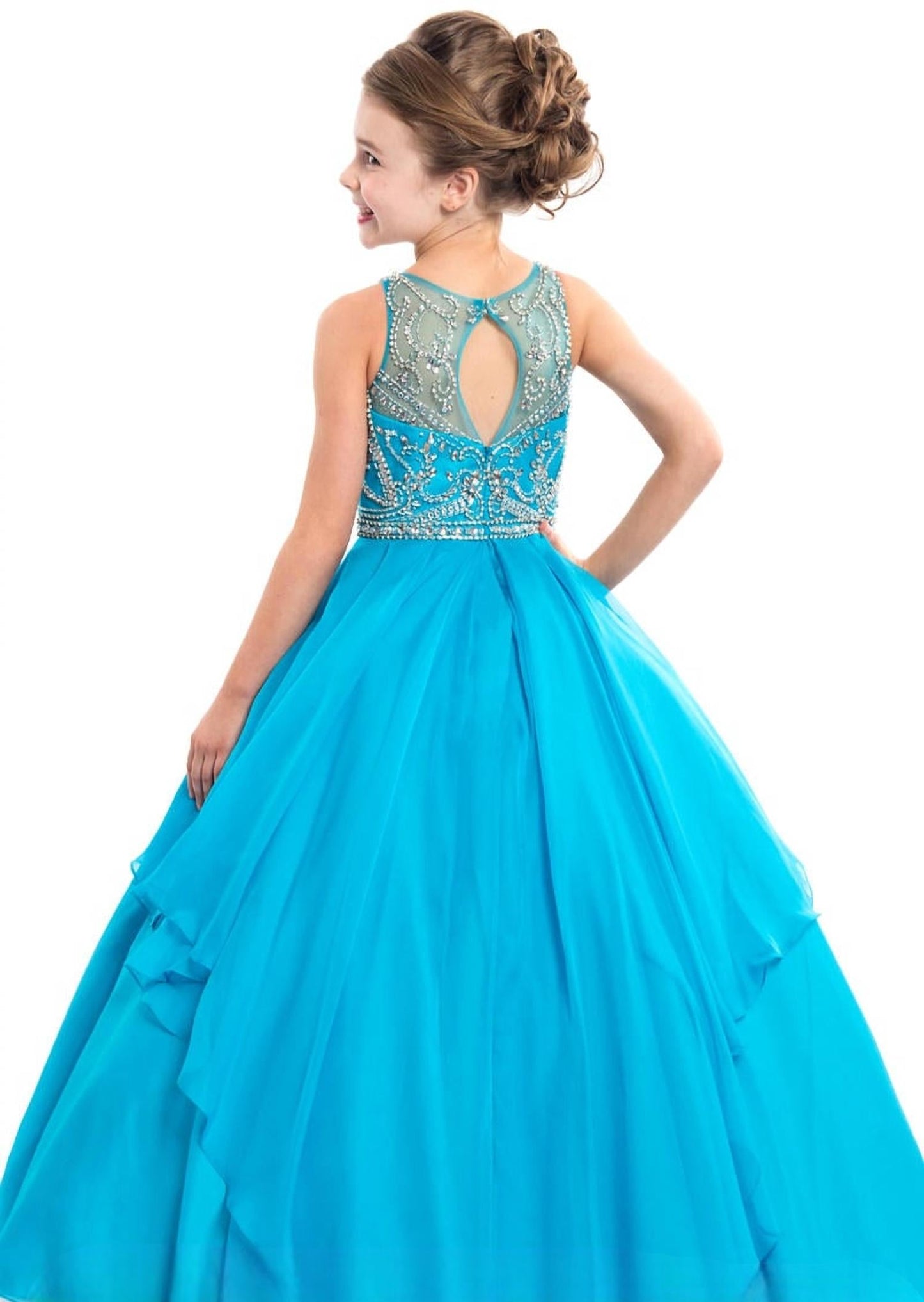 Rachel Allan - Chiffon Beaded Pageant Ball Gown