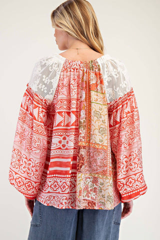 Easel - Print Mix Loose Blouse