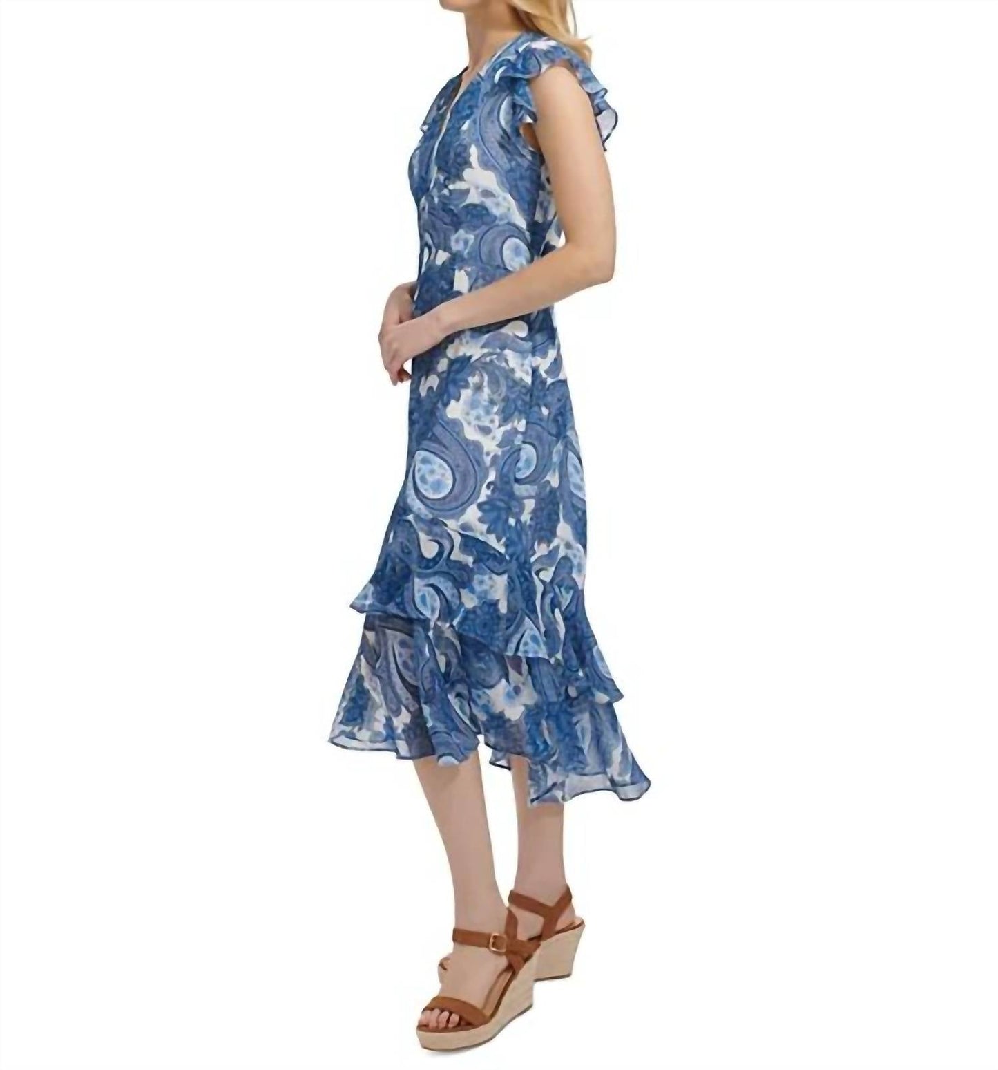 Tommy Hilfiger - Paisley Print Ruffled Midi Dress