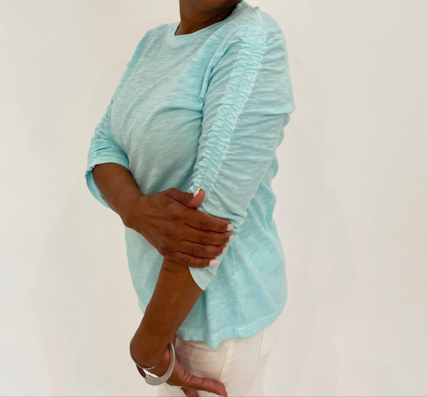 Elliott Lauren - Hannah Crew Neck Ruched Sleeve Tee