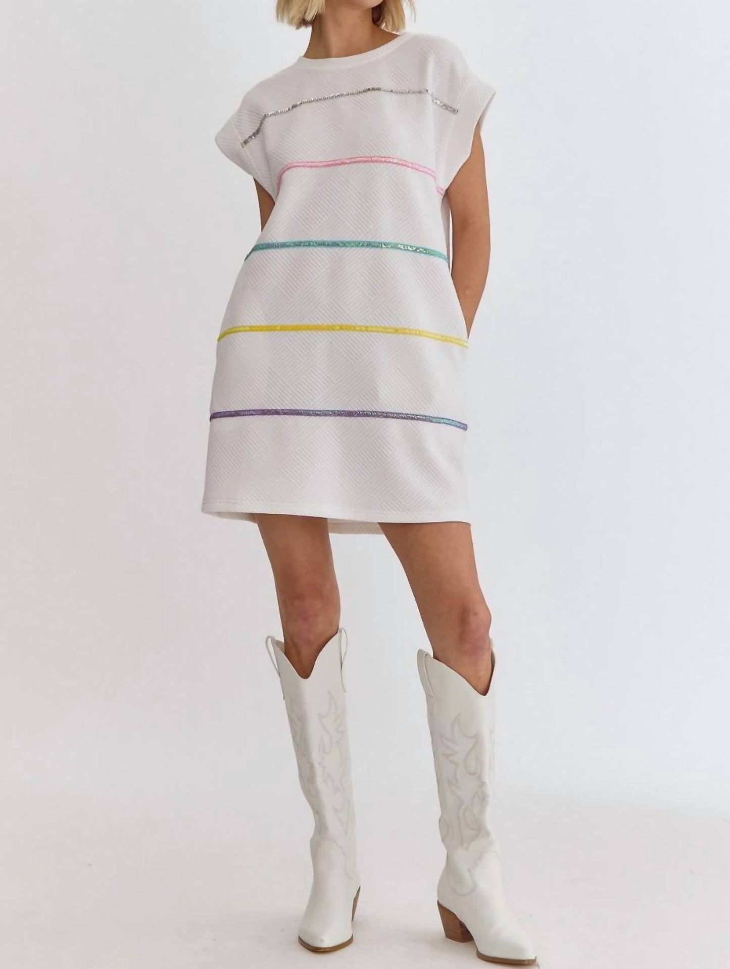 Entro - Spangled Trim Stripe Dress