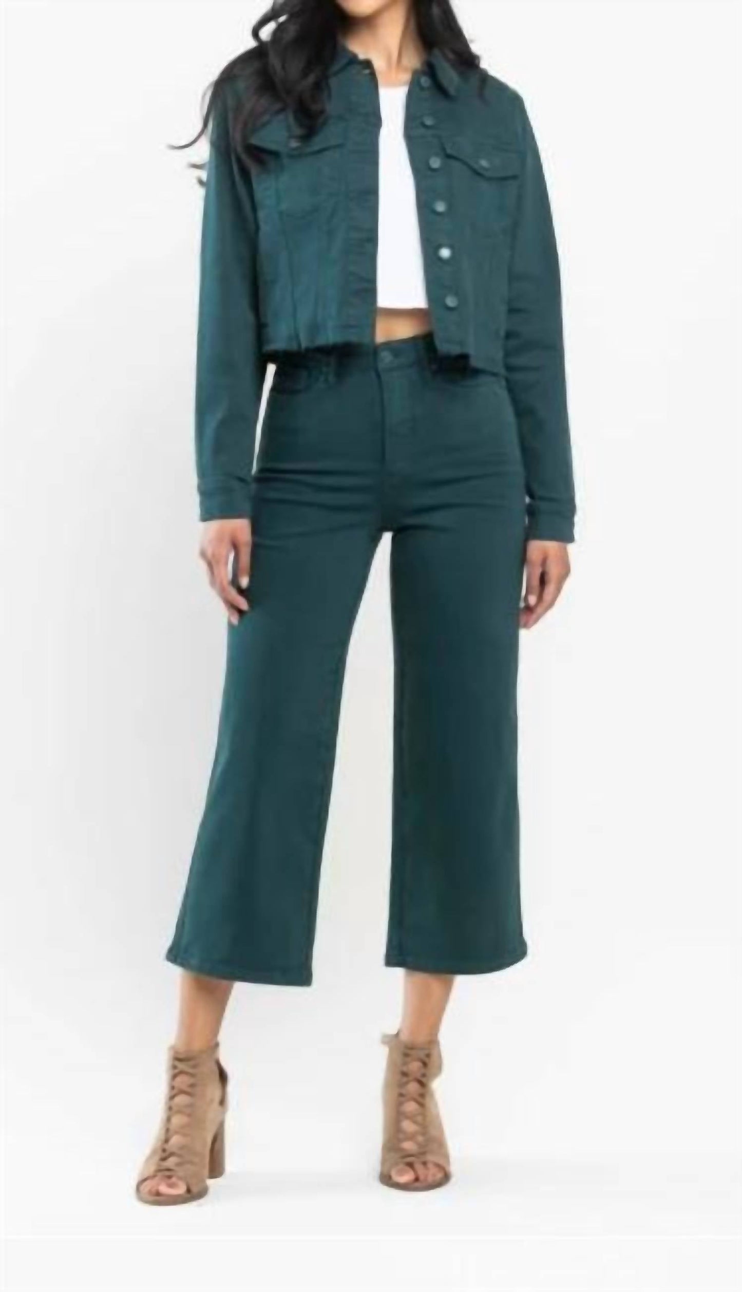 Judy Blue - High Waist Tummy Control Garment Dyed Wide Leg Crop Jeans