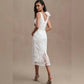 Mac Duggal - Beaded Floral Tea Length Gown