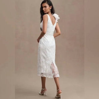 Mac Duggal - Beaded Floral Tea Length Gown