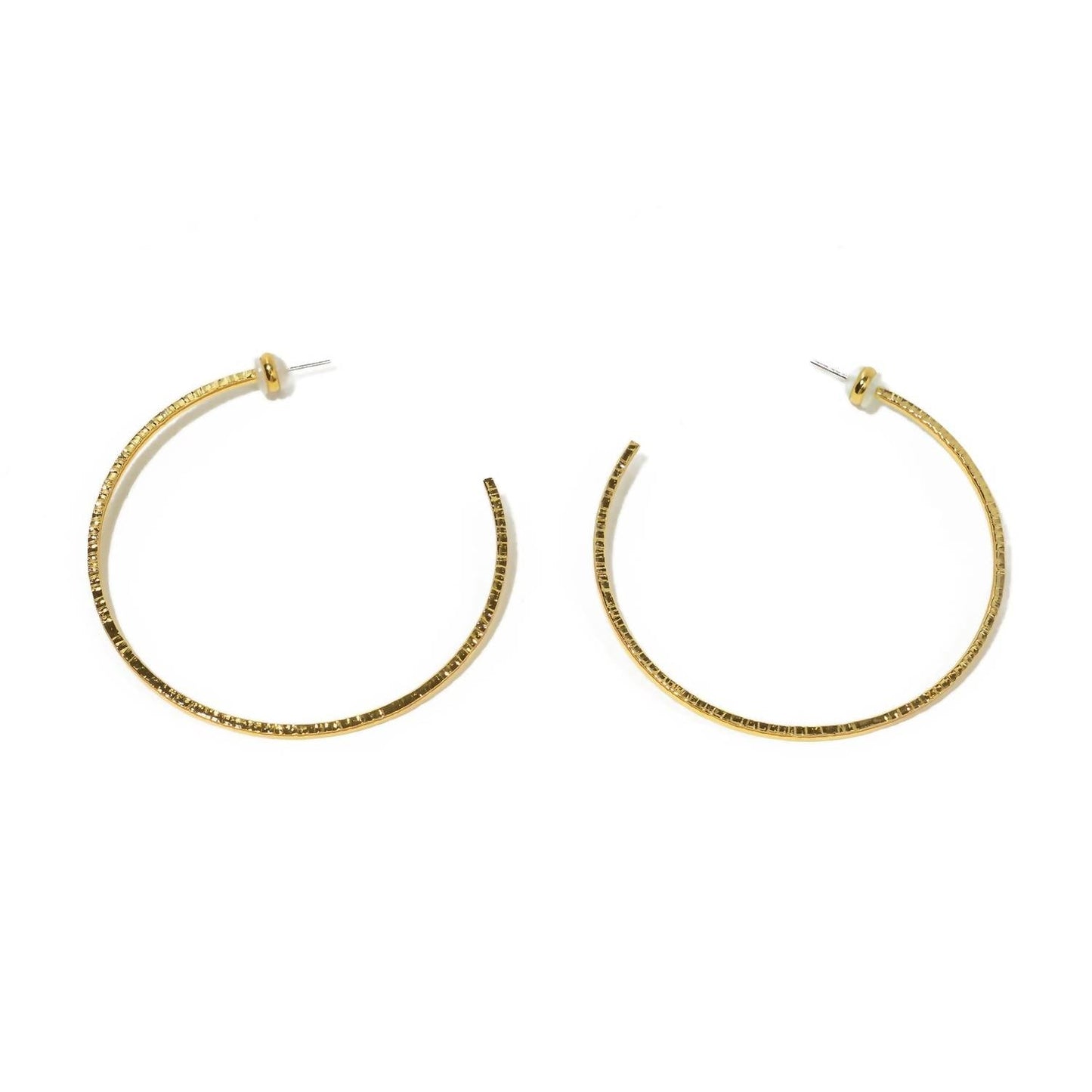 Brenda Grands - Women's Thin Hammered Hoop Earrings