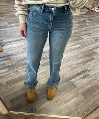 Risen - Mid Rise Side Panel Straight Jeans