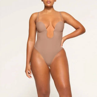 Skims - SKIMS DEEP PLUNGE STRAPLESS THONG SHAPEWEAR BODYSUIT thong clay